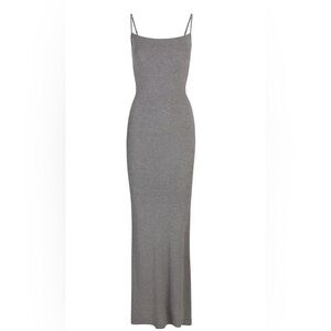 SKIMS Long Slip Dress in Grey. Size M.